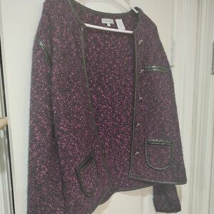 Twiggy LONDON Textured Purple Blazer | 51% Cotton 40% Wool | Size XL